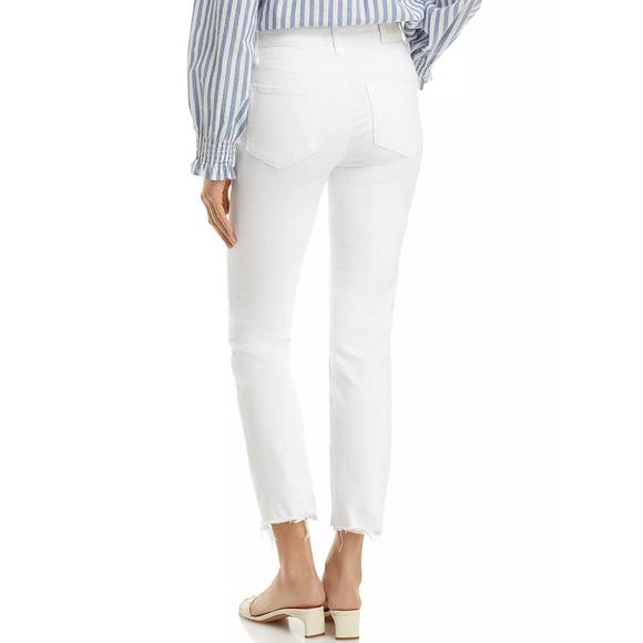 NEW PAIGE cindy straight ankle jeans in white noise - Picture 2 of 4